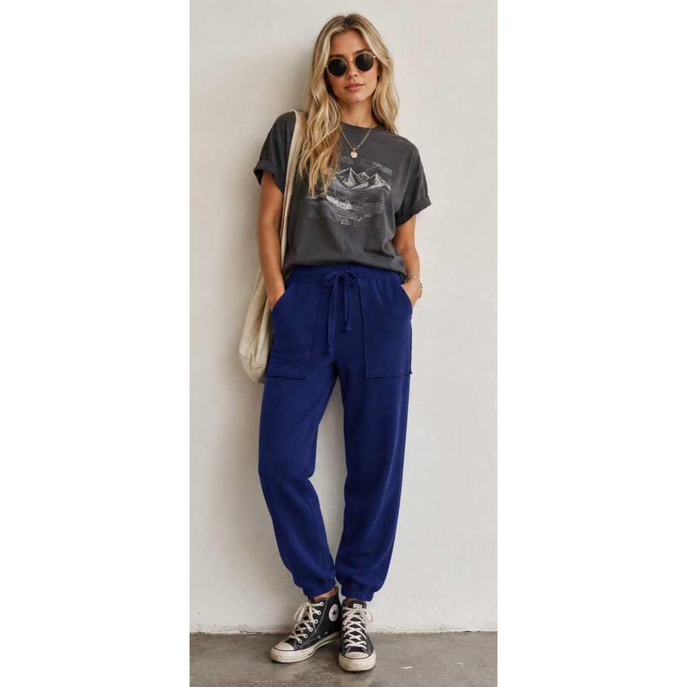 Frank & Eileen Eamon Triple Fleece Jogger Pants Blue Cotton Classic Hamptons USA